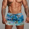 Herr shorts män hawaiian badstammar 3d tryckta mesh strand pantalones cortos sommar fitness sportbyxor lösa hemkläder botten