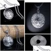 Pendant Necklaces Round Tree Of Life Ancient Sier Stainless Steel Necklace Chains Women Men Hip Hop Fashion Fine Jewelry Will And Dr Dh2Zh