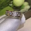 Full Diamond Titanium Steel Silver Love Ring Men and Women Rose Gold Designer Rings for Lovers Par Luxury Jewelry Gift335i