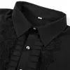 Women's Blouses Retro Ruffles Shirts Renaissance Victorian Steampunk Shirt Solid Color Lapel Gothic Pleat Ladies Tops