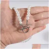 Chains Trendy Classic Imitation Pearl Necklace Men Handmade Width 6810Mm Toggle Clasp Beaded For Jewelry Giftchains6914705 Drop Deli Dhmzp