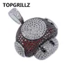 TOPGRILLZ Hip Hop Shiny Colorful Mushroom Pendant Necklace Charm For Men Women Gold Silver Color Cubic Zircon Jewelry Rope Chain258w