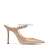 JC Jimmynessity Choo Quality Shoes High Woman Sandal Slipper High Heels Bing 100 Pink Patent Leathers Mules Jewelry Strass Strap Sexy Pointed Original