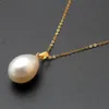 Médaillons véritable pendentif en perles d'eau douce pour femmes, blanc 18 carats, bijoux en or jaune naturel, cadeau d'anniversaire pour fille, 288C