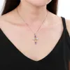 GEM'S BALLET Collana con croce in argento sterling 925 per le donne Ametista naturale Topazio Gioielli con pendente in pietra preziosa colorata 2021247r