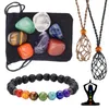 Halskette-Ohrringe-Set, 11-teilig, natürliche Heilenergie, spirituelle Sammlung, 7 Chakra-Geschenk, Yoga, mit Armband, Meditation, DIY, Kristalle, Stein
