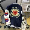 American Street Retro Embroidered Letters Flocking Men And Women Baseball Uniforms Y2K Trend College Style Joker Loose Jacket 231229