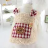 Vestuário para cães Pet Moda Aconchegante Roupas de Inverno Urso Padrão Design de Duas Pernas para Cães Pequenos Xadrez Algodão Teddy