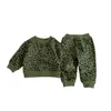Kläder set höst babykläder söt super pojke leopard-tryck hoodie ren bomull långärmad tjej våruppsättning
