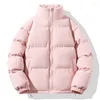 Trenchs de Femmes Hommes Femmes Couples Solide Couleur Coton Manteau Hiver Surdimensionné Cordon Poches Fermeture À Glissière Col Montant Épais Chaud