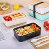 Caixa de Camada de Louça Almoço BPA Microondas de Madeira Bento Recipiente Único Estilo Portátil Livre