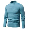 Männer Pullover 2024 Herren Hoher Kragen Casual Pullover Herbst Winter Einfarbig T-shirt Bodenbildung Schwarz