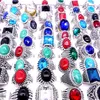 Hele 100 stks Ring Mix Stijlen Antiek Verzilverd Steen Glas Vintage Sieraden Ringen voor Mannen Vrouwen gloednieuwe drop Part2107