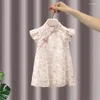 Vestidos de menina meninas vestido de bebê verão infantil estilo chinês hanfu pequena princesa cheongsam 0-6 anos