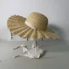 Verão feminino proteção uv grandes beirais protetor solar chapéu de palha moda ocidental onda cinto ondulado praia férias 231229