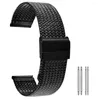 Bracelets de montre 20MM 22MM bande de maille en acier remplacement Premium montres-bracelets noires montres exquises bracelet avec boucle à crochet