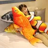 1pc 30-120cm 3D Simulation Gold Fish Plush Toys Stuffed Soft Animal Carp Plush Pillow Creative Sofa Pillow Cushion Gift Kids Toy 231229