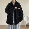 メンズカジュアルシャツハイストリートヴィンテージパープルコーデュロイシャツの服長い服の作業服カップルコート