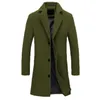 Autumn Winter Fashion Men's Woolen Coats Solid Color Single Breasted Lapel Long Coat Jacket Casual Overcoat Plus Size 9 Colors 231229