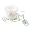 Vases Excellent White Tricycle Bike Flower Basket Container For Plant Home Decor Vase