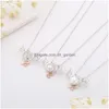 Jewelry Settings Simple Heart-Shaped Angel Pearl Pendant Necklace Female S925 Pure Sier Delicate Diy Empty Bracket Mount Clavicle Ch Dhhcl