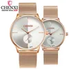 Chenxi Women Watches Quartz Top Brand Luxury Fashion Armband Watch Par Fashion Rose Gold Rostfritt stål Mesh Belt Watches226s