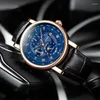 Orologi da polso Orologio da uomo di lusso Impermeabile Sport Moda Meccanico automatico Multifunzione Quadrante a tre occhi Fasi lunari