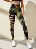 Pantaloni attivi Abbigliamento sportivo da fitness Collant da palestra push up sexy a vita alta Leggings da corsa rossi Donna Tie Dye Hollow Out