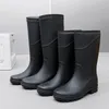 Botas de chuva altas masculinas moda trabalho impermeável proteção cor sólida botas de chuva homens trabalho ao ar livre botas de borracha plataforma bota 231229