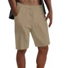 Shorts masculinos homens verão algodão linho joelho-comprimento de perna larga calças coreanas masculino escritório bf streetwear cordão simples pantalones