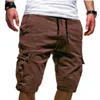 Pantaloncini da uomo Estate Pantaloni corti con coulisse maschile Pantaloni sportivi da jogging Cargo Pantaloni sportivi larghi casual militari di colore puro S - 5XL