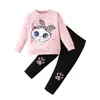 Kleidung Sets Kinder Casual Cartoon Anzug Kinder Kleinkind Baby Mädchen Langarm Nette Tops Bluse Leopardenmuster Hosen Hosen Outfits