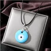 Hanger Kettingen 30Mm Gekleurde Glazuur Blauw Boze Oog Mode Lucky Turkse Sleutel Ketting Voor Vriend Sieraden Gift Drop Delivery hangers Dhfno