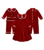 Winter Pajamas Boutique Velvet Fabric Red Kids Clothes Pjs With Lace Toddler Boys Set Pyjamas Girl Baby Sleepwear2926951