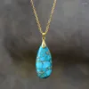 Pendant Necklaces Natural Blue Imperial Jasper Stone Boho Vintage Teardrop Necklace Jewelry Gifts For Women