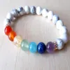 SN1122 Chakra Rainbow Bracelet Howlite Turquoise Bracelet Mala Bead Bracelet Womens Gemstone Bracelet Gift for Mom262S