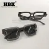 HBK TAC Thick Crystal Acetate Square Sunglasses Men High Quality Polarized Driving Sun Glasse Designer UV400 Case 231229