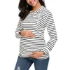 Sweatshirts Euro Stripes Hoodies Sweatshirts Women Maternity Nursing Pullover Amning för gravida kvinnor Moder Amning Tops