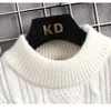 Мужские свитера, зимний теплый свитер, однотонный трикотажная рубашка с круглым вырезом и длинным рукавом, свободный пуловер в Корейском стиле