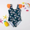 Set Kleinkind Baby Kinder Mädchen Cartoon Deer Drucken Ein Stück Badeanzüge Badeanzug Bade Strand Bademode 2021 Bikini Baby Mädchen