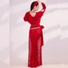 Palco desgaste 5 pcs mulheres barriga dança traje desempenho vestido sutiã robe faixa de cabelo cintura cachecol baladi galabeya saidi