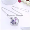 Collane con ciondolo Collana di cristallo a forma di cuore Fiore secco creativo Accessori moda donna Pendenti con gioielli con consegna a goccia Dhwng