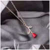 Pendant Necklaces Valentines Day Gift Necklace Romantic Rose Fashion Jewelry Accessories For Girlfriend Drop Delivery Pendants Dhtts