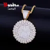 Round Round Cluster Medallion Gold Prendant Chain Charm Silver Color Bling Zircon Men Gen Women Hip Hop Jewelry for Gift J1907323Z