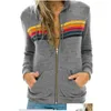 Women'S Hoodies Sweatshirts Designers Hoodie Hooded Sweatshirt Womens Women Fashion Hoody Oversized Rainbow Stripe Long Sleeve Zip Dhhl3