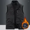 Gilet da uomo Gilet da caccia termico per uomo Abiti di grandi dimensioni Motociclista Giacca senza maniche Abbigliamento di lusso Cappotto maschile Campeggio Maglia uomo