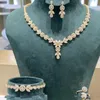 Ensemble de bijoux de luxe pour femmes, collier et boucles d'oreilles en zircone cubique, ensembles de mariée de dubaï pour anniversaire, accessoires de bijoux de mariage, en vente