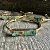 الأساور BM27803 Boho Chic Fringquoise Bar Bangle Bracelet 18K Cuff Plated Gold for Women Handmange Jewelry Girtivaft GiftGift
