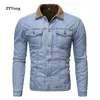 Men Light Blue Winter Jean Jackets Outerwear Warm Denim Coats Men Blue Wool Liner Thicker Winter Denim Jackets Size S-XXL 231229