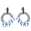 Pendientes colgantes 26x18mm delicado corte fino rico azul violeta tanzanita aguamarina blanco CZ boda mujeres uso diario plata